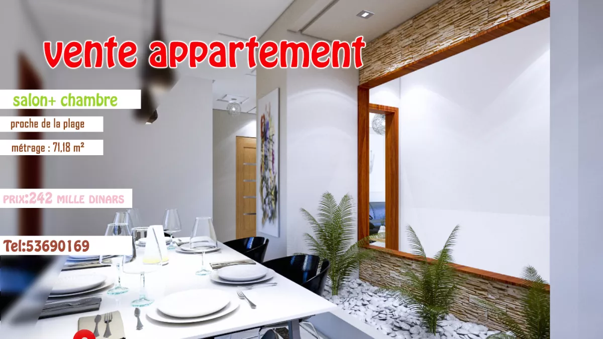 شقة فاخرة S+1 في المهدية: حياة ساحلية بامتياز