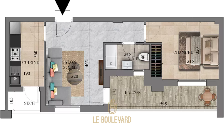 شقة فاخرة S+1 في AFH Mrezge، النابل