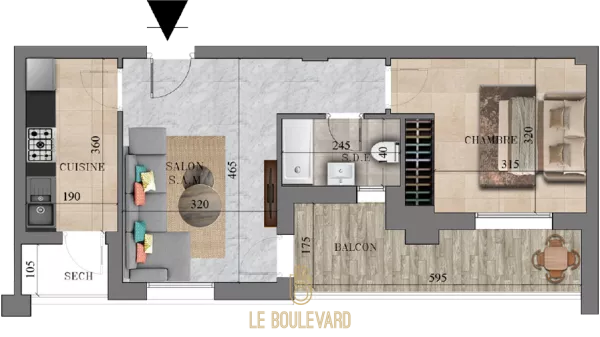 Luxury S+1 Apartment in AFH Mrezge, Nabeul