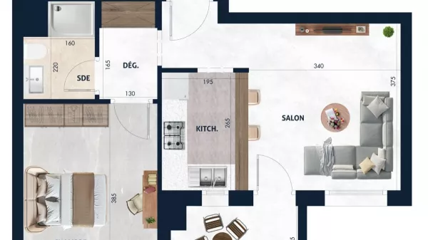 Luxurious S+1 Apartment with Balcony in AFH2 Mrezga, Nabeul - An Ideal Investment Opportunity!