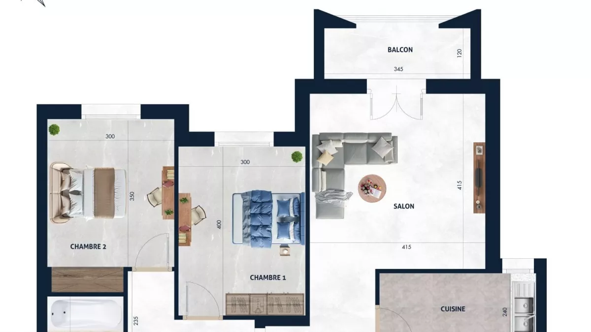 شقة梦ية S+2 بمساحة 103م² في AFH² مرزقة، نابل: جنة في قلب مرزقة
