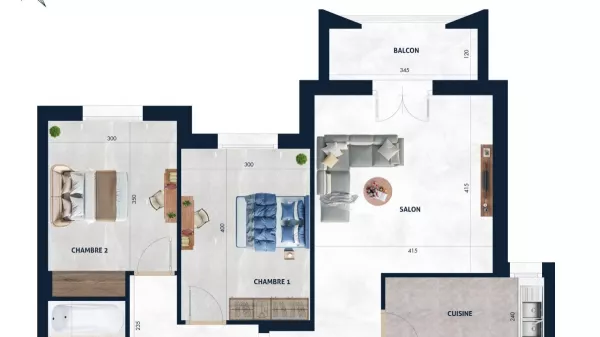 شقة梦ية S+2 بمساحة 103م² في AFH² مرزقة، نابل