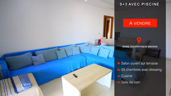 Luxury Apartment S+3 with Pool in Mahdia's Tourist Zone