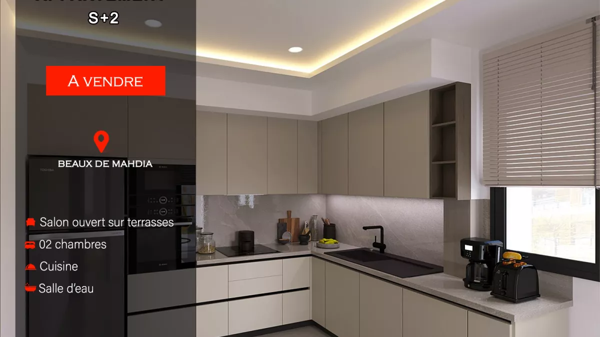 شقة فاخرة S+2 للبيع في المهدية: فرصتك لامتلاك عقار فاخر في قلب المدينة