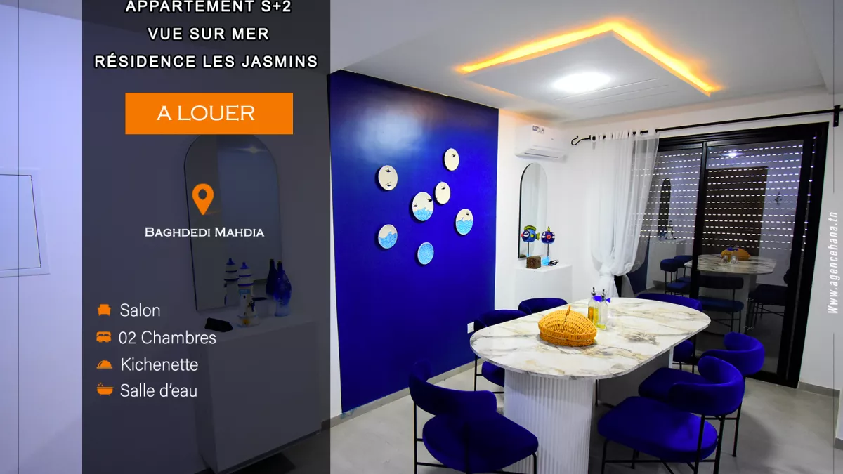 Stunning S+2 Apartment for Rent in Mahdia, Breathtaking Sea View