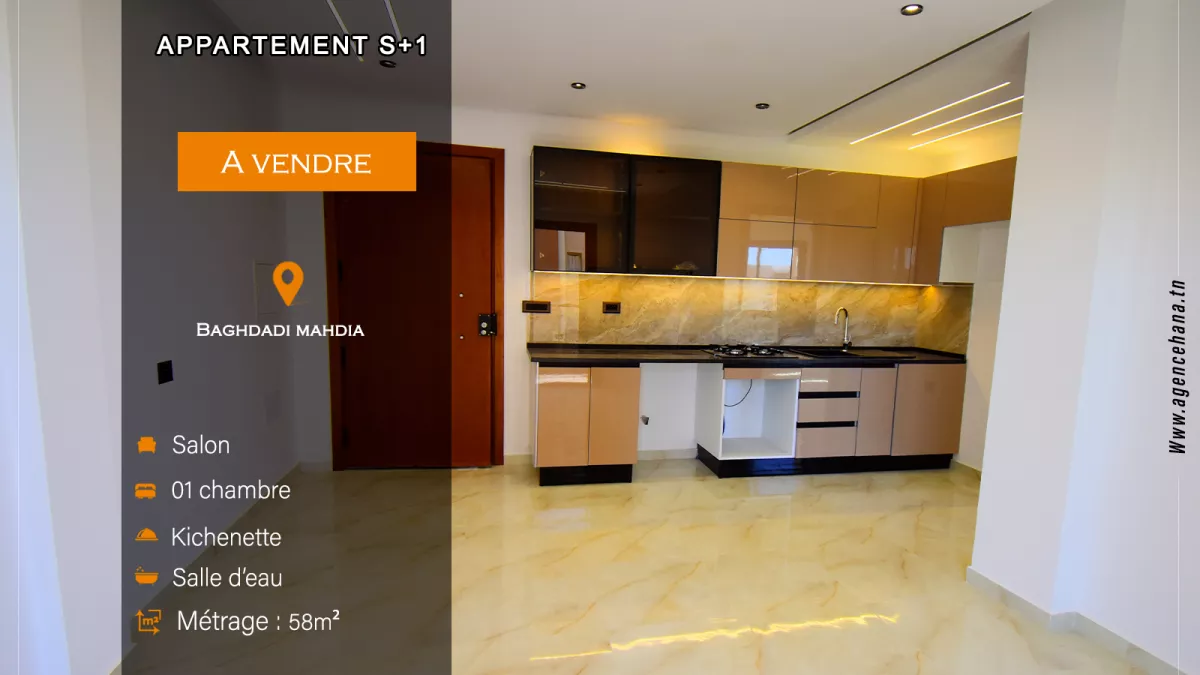 Luxury S+1 Apartment for Investment in Baghdedi, Mahdia