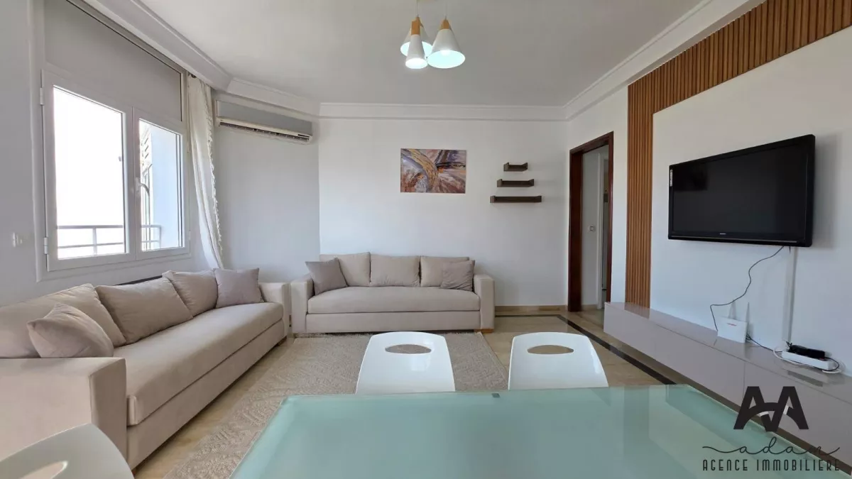 For Rent – Furnished S+3 Apartment with Panoramic Sea View in Mrezga, Hammamet Nord